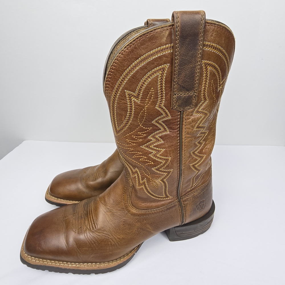 Ariat Men's 7D Hybrid Ranchwork Western Boot- Brown Square Toe Style No.10042394 - Picture 2 of 13